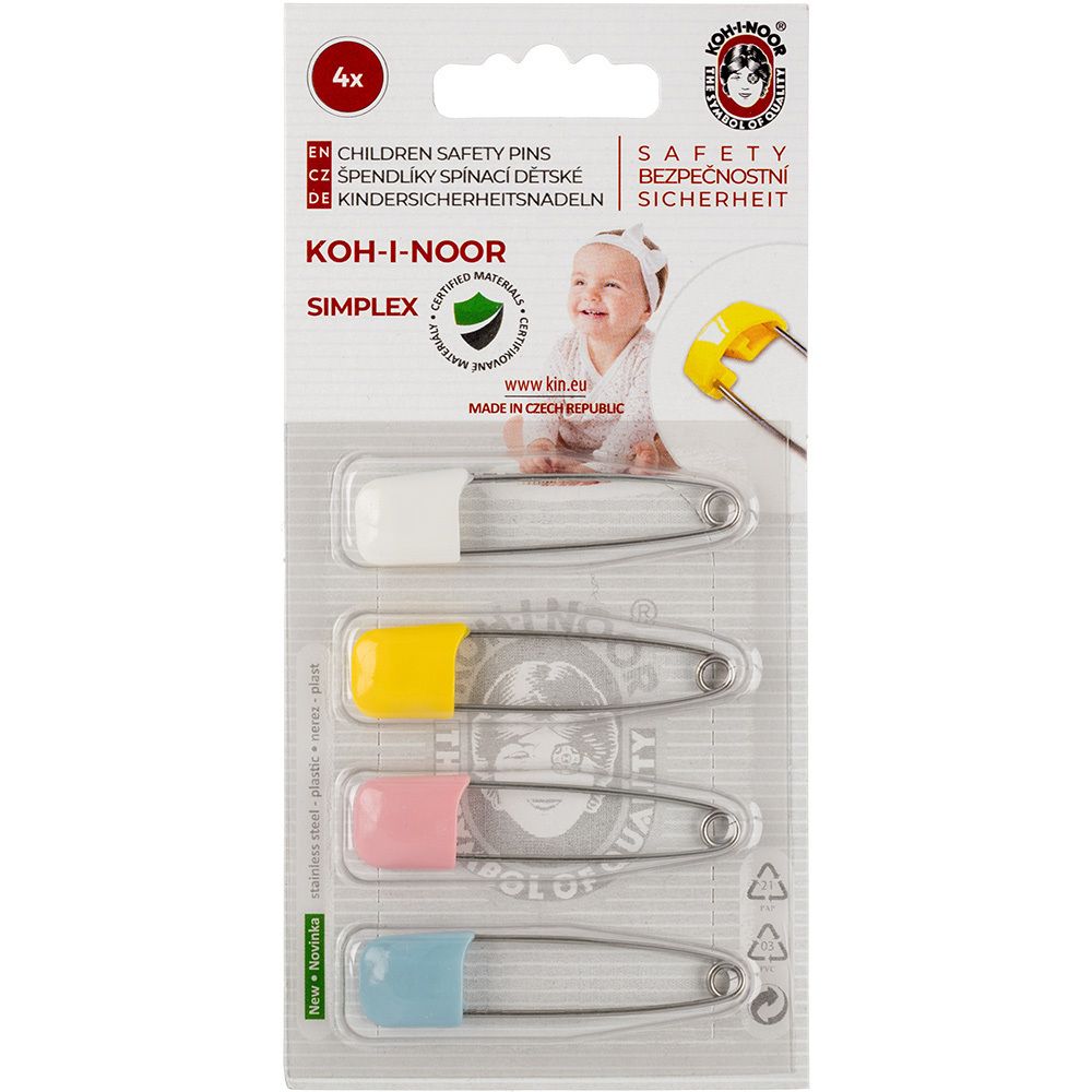 Булавки английские безопасные 50 мм, 4 шт, металл/пластик, KOH-I-NOOR 56 (5А50110)