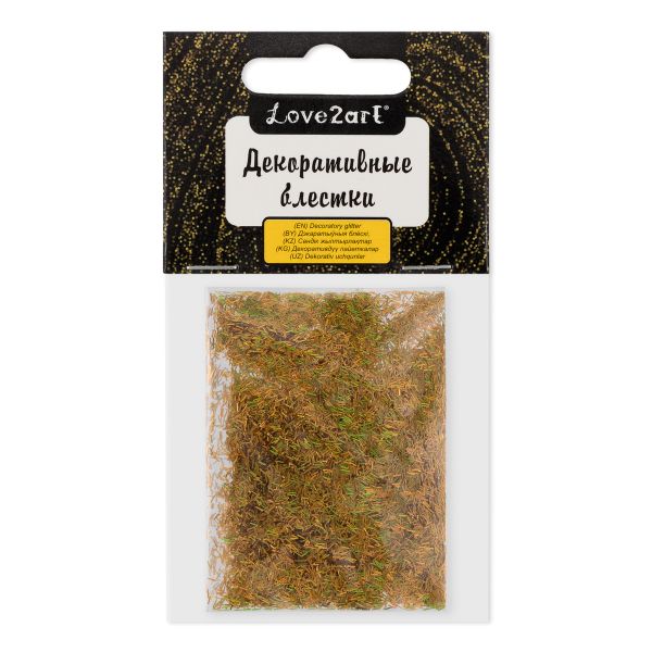Блестки декоративные стружка 0.2х1.5 мм, 25 г (5х5 г), 4.5 мл, 15 золото/gold, Love2art GLI-03