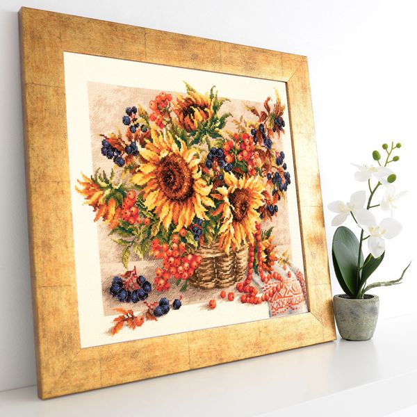 Набор для вышивания нитками Чудесная игла, Рябиновые бусы, 40х34 см