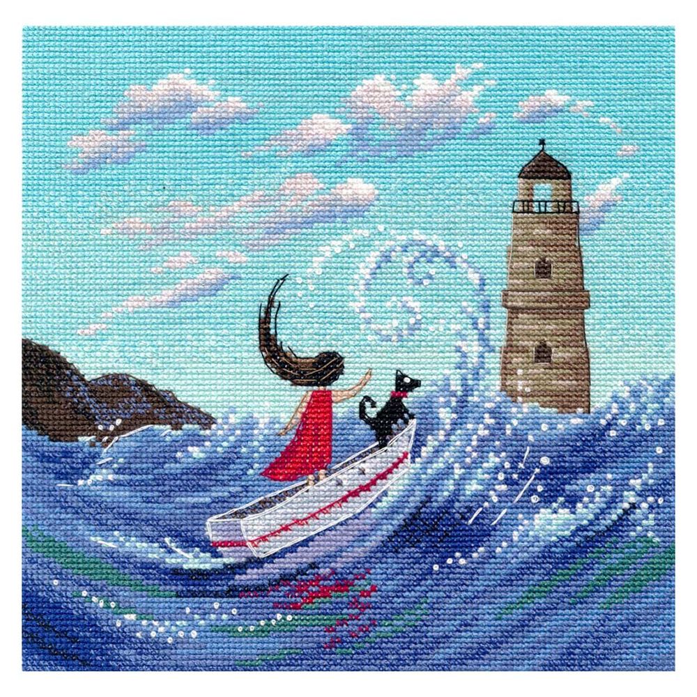 Набор для вышивания нитками Овен 1714, По волнам 18х18 см