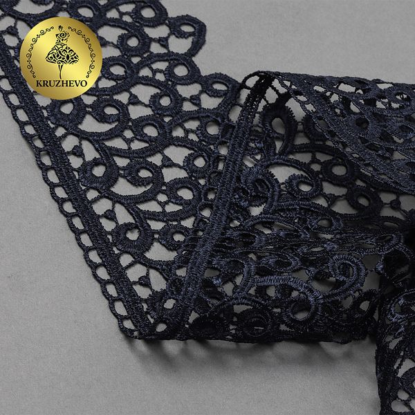 Кружево гипюр (плетёное) 80 мм, TR.8G8386, 01 т.синий, 12м, Kruzhevo