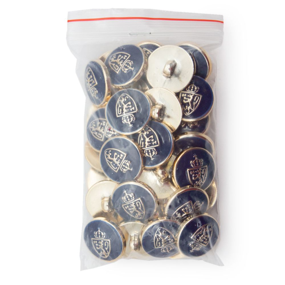 Пуговицы на ножке 34L (21мм), пластик (g.blue (синий/золото)), 36 шт, PS39
