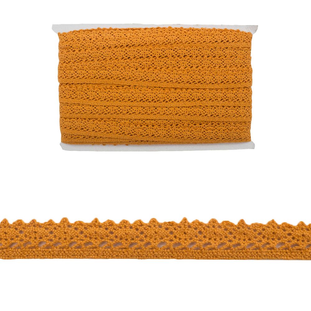 Кружево вязаное (тесьма) 15.0 мм х/б, JD085 оранжевый, 20 м
