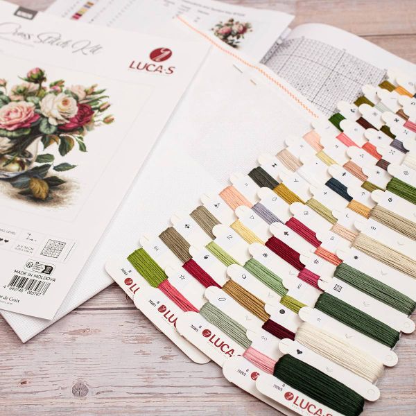 Набор для вышивания нитками Luca-S, Розы, 31х30см