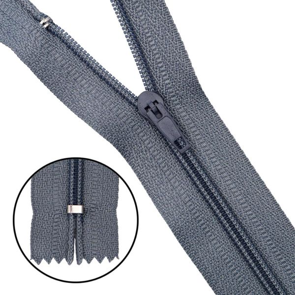 Молния спираль (витая) брючная Т4 (4 мм) 1 зам., н/раз., 20 см, п/автомат, цв.F319 серый, 10 шт