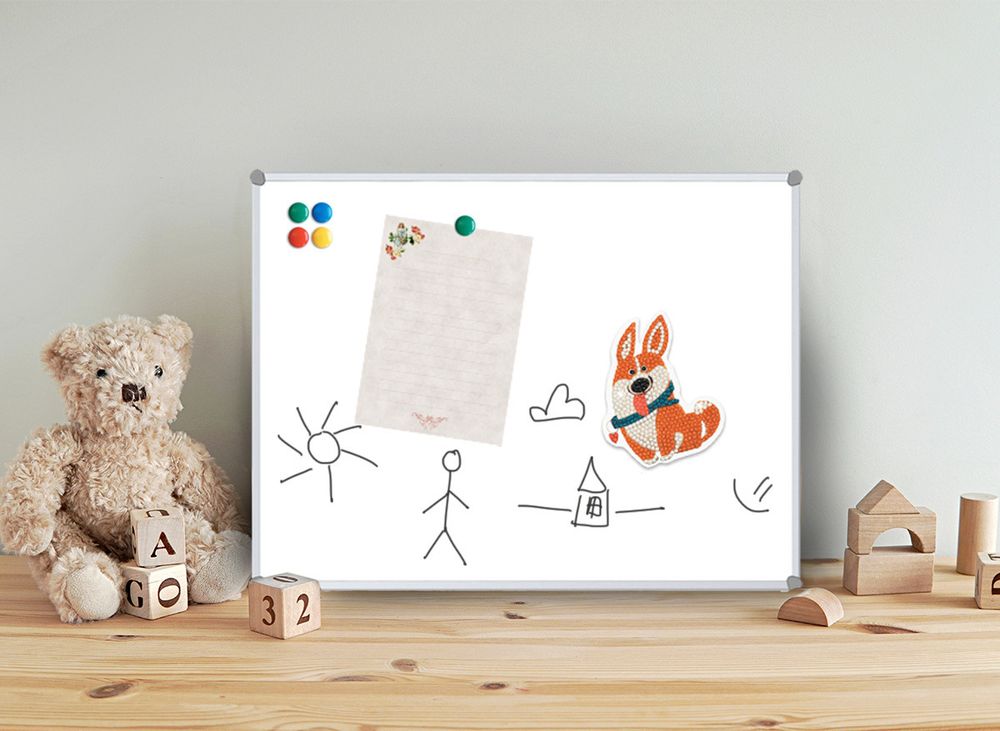 Алмазная (кристальная) мозаика Фрея, магнит Корги-озорник, 8х10 см