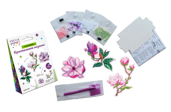 Алмазная (кристальная) мозаика Фрея, Наклейки Магнолия, 6х8 см