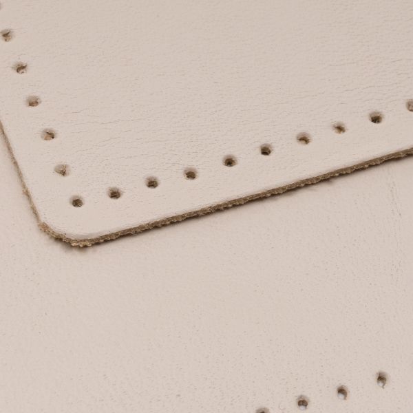 Заплатки пришивные из кожи, прямоугольник 6х9,6см с перфорацией, 2 шт, 100% кожа, 06 бежевый, 9113
