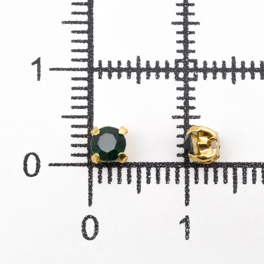 Хрустальные стразы в цапах круглые (золото) изумруд 4х4мм, 29-30 шт/упак Astra&Craft, ЗЦ016НН44