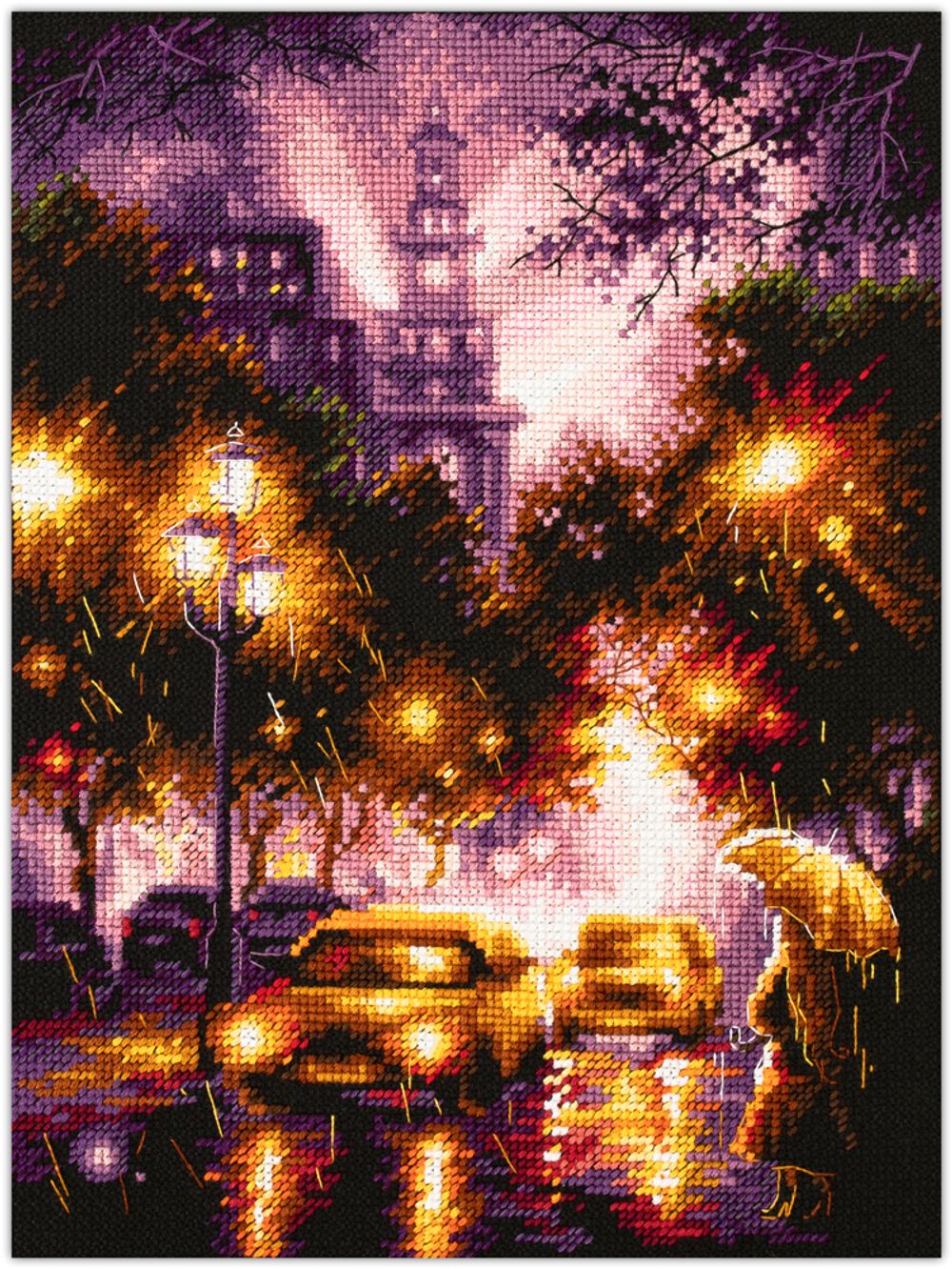 Набор для вышивания нитками Чудесная игла, Огни ночного города 20х27 см