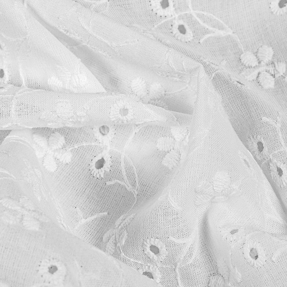 Ткань шитьё (прошва) 100 г/м², 150 см / 2 метра, TBY.Emb.8067.1.2, цв.01 белый