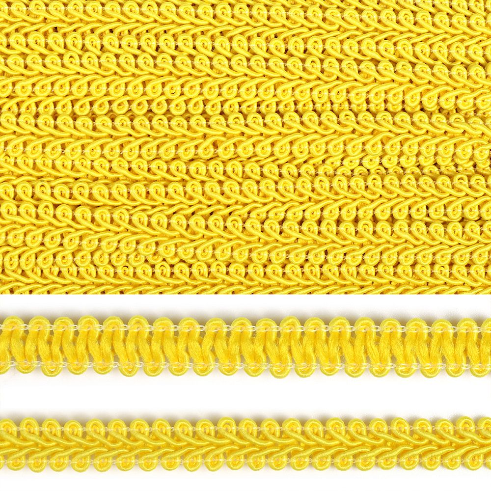 Тесьма в стиле шанель плетеная шир.12мм 0384-0016 цв.143 желтый уп.18.28м