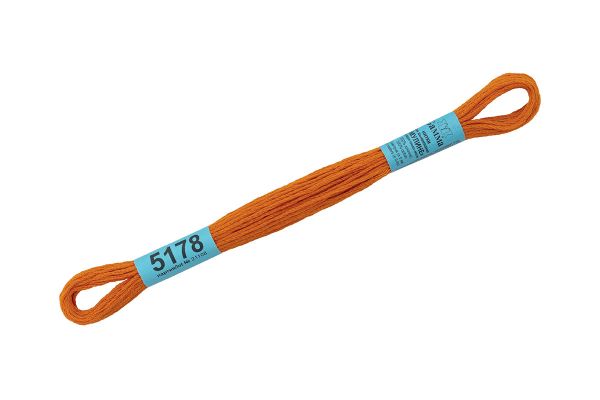 Мулине Gamma 100% хлопок, цв.5178 оранжевый, 24 мотка по 8 метров