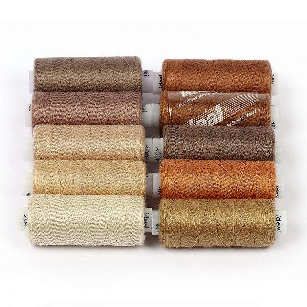 Швейные нитки (набор) 40/2, 10 кат. по 366 м, 100% п/э, MIX BJ, ассорти (бежевые оттенки)