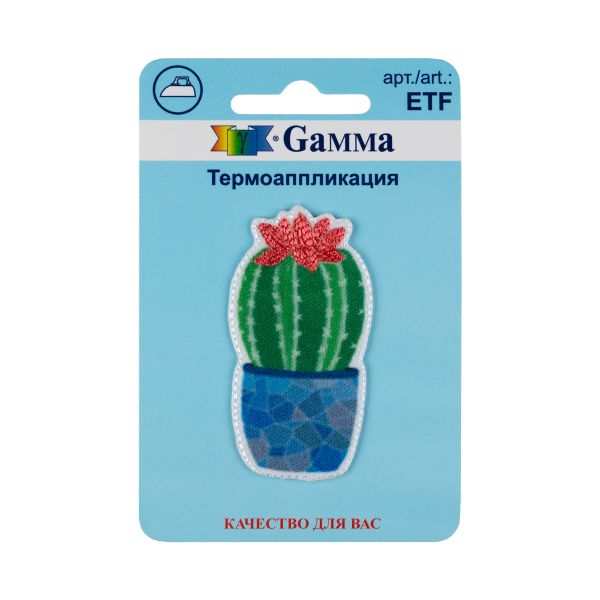 Термоаппликация №03, 1 шт, 01-353 Кактус 3х5.8 см, Gamma ETF
