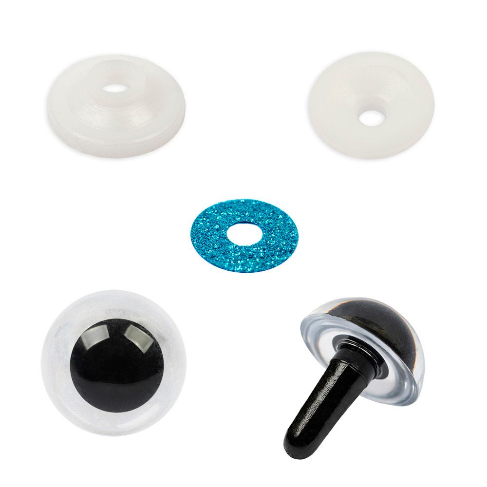 Глаза пластиковые с блестящей вставкой ⌀13 мм, 10 шт, синий, HobbyBe PGSB-13