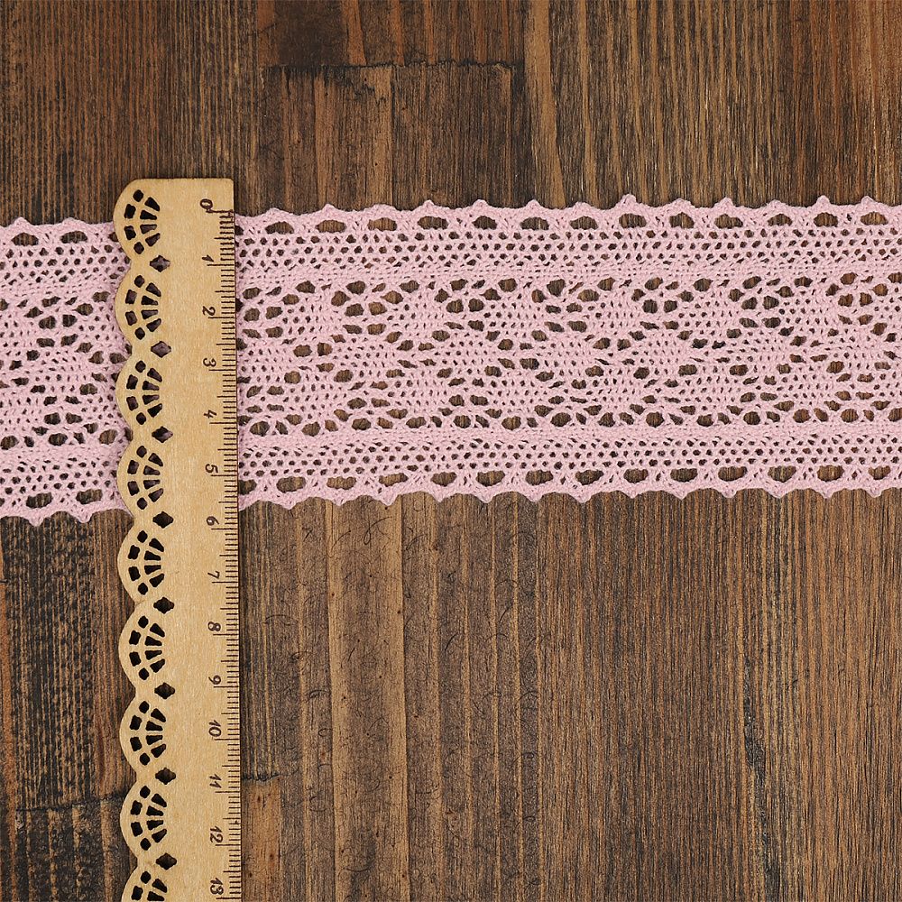 Кружево вязаное (тесьма) 60 мм / 10 метров, 3014 цв.F133 св.розовый, Kruzhevo