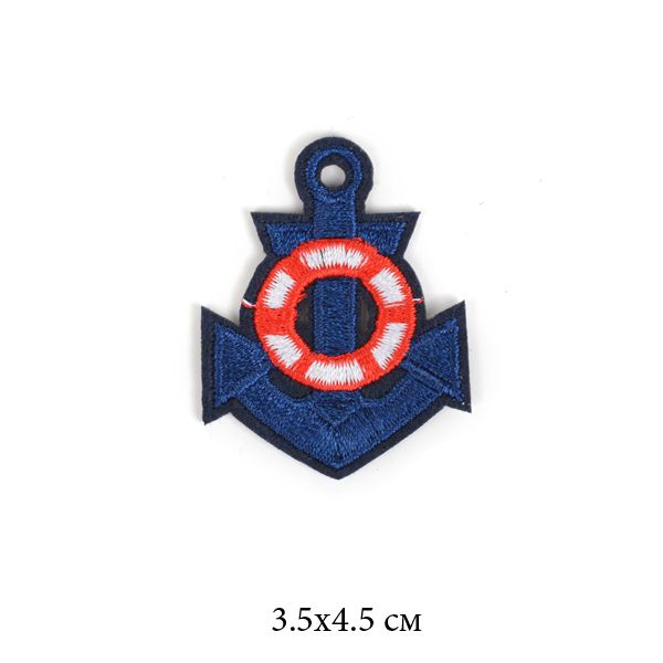 Термоаппликация 2112 Якорь синий-1 3,5х4,5 см 10 шт