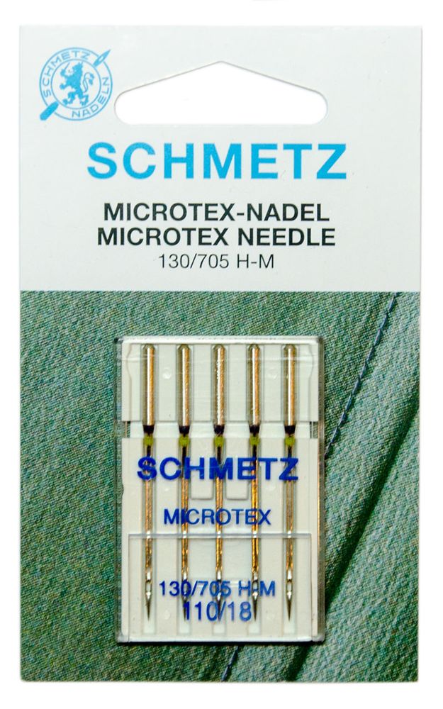 Иглы для швейных машин микротекс (особо острые) Schmetz 130/705H-M №110, уп. 5 игл
