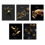 Тетрадь ученическая общая, тиснение золотой фольгой, A5+ 80 л. на скобе 65 г/м², белизна 100 %, 5 шт, клетка, 01137 Микс- Золотая эпоха, Светоч Т90