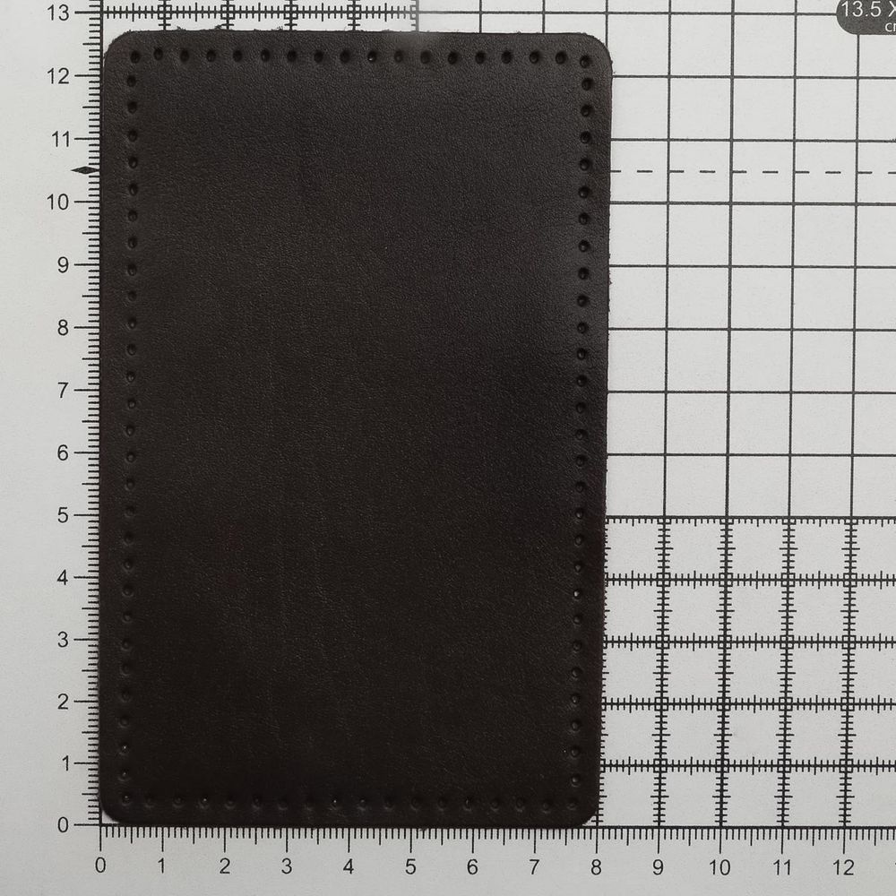 Заплатки пришивные из кожи, прямоугольник 8х12,7см с перфорацией, 2 шт, 100% кожа, 03 темно-коричневый, 9123