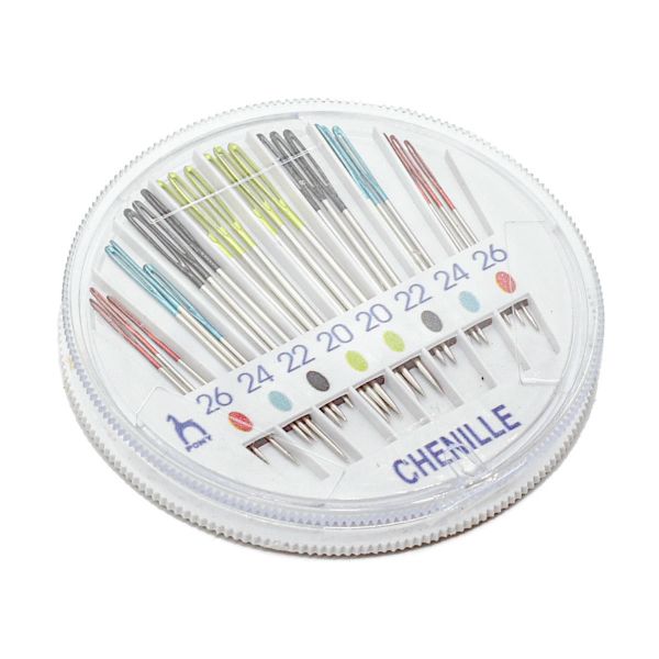 Иглы ручные для синели, глади с цветным ушком, №20-26,24 шт, в розетке, Pony