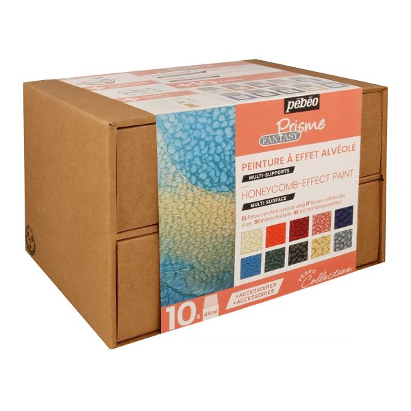 Набор красок Pebeo Fantasy Prisme Коллекция с фактурным эффектом с аксессуарами 10 цв. 45 мл