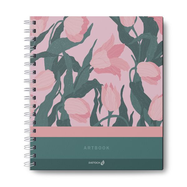 Артбук (скетчбук), матовая ламинация, блок белый, 100 г/м², 23.9х20.5 см, на гребне 80 л., 2 шт, Язык цветов 000628, Светоч 80АРТ-006