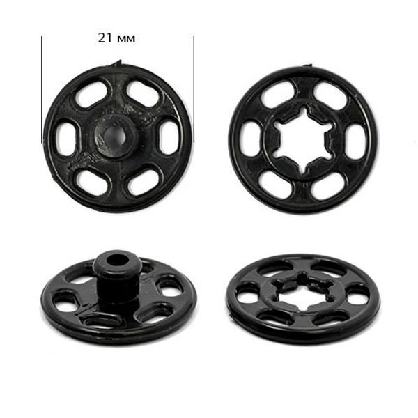 Кнопка пришивная пластиковая 20 мм, цв. черный уп. 200 шт, PSB