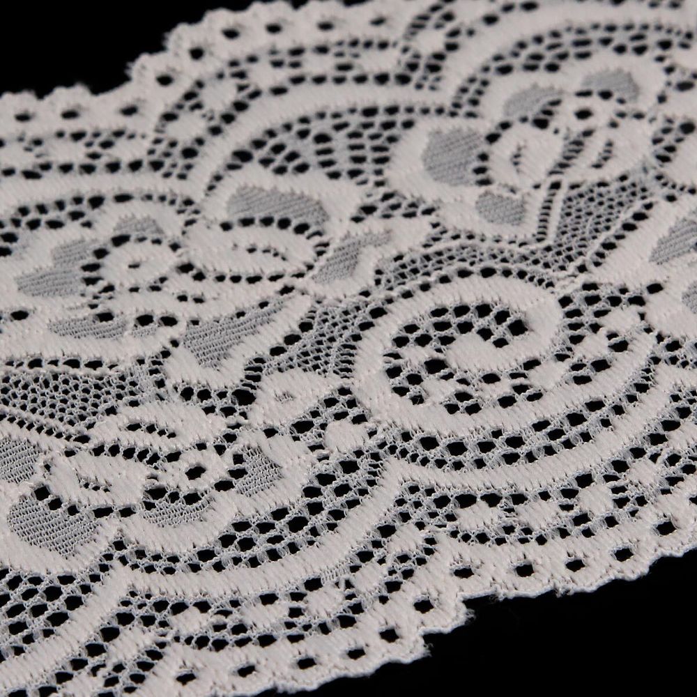 Кружево эластичное (стрейч) 100 мм / 13.71 метров, C571 молочный