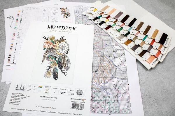 Набор для вышивания нитками LetiStitch, Лунные сны 30х20 см