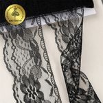 Кружево отделочное в стиле "трикотаж" 70 мм, диз. 285, цв.10 черный, уп. 27,4 м