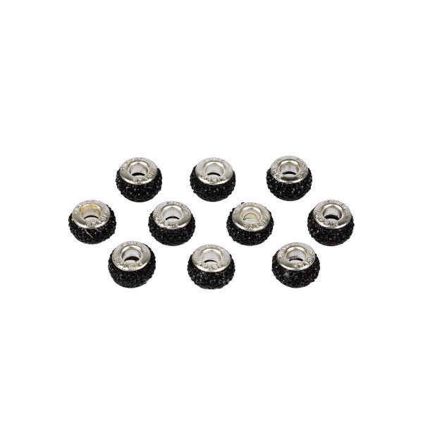 Бусины шармы ⌀12 мм, 10 шт, смола, №11 черный, Zlatka RFB-12