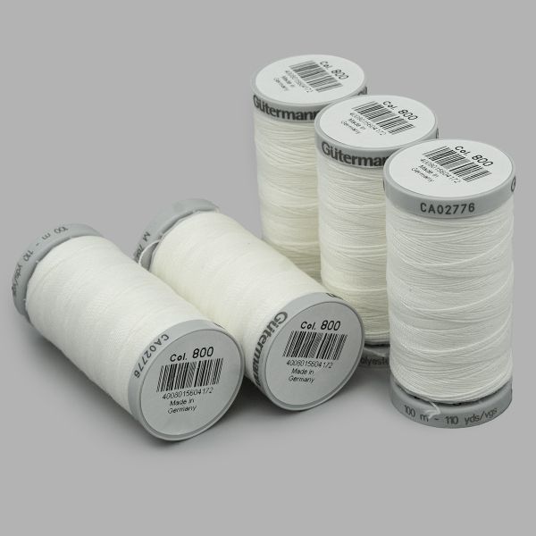 Нитки суперкрепкие Gutermann Extra Strong M782, 100м, _800 белый, 5 катушек