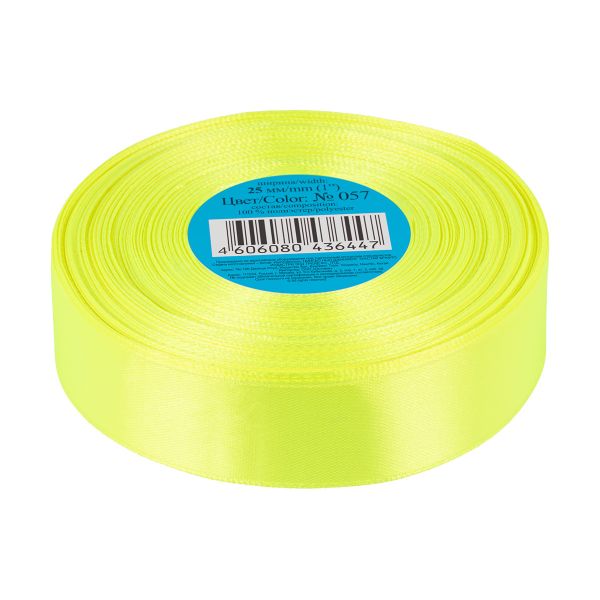 Лента атласная 1-сторонняя 25.0 мм / 33±2 метра, 057 желто-зеленый, Gamma