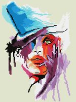 Алмазная (кристальная) мозаика Фрея, Дама в шляпе. Акварель, 30х40 см