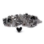 Пуговицы на ножке фигурная Сердце 16L (10мм), металл (Black/S (черный/серебро)), MEs-2012, 36 шт