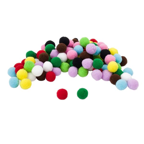 Помпоны для творчества Ассорти 20 мм, 10 цветов, 100 шт, Astra&Craft