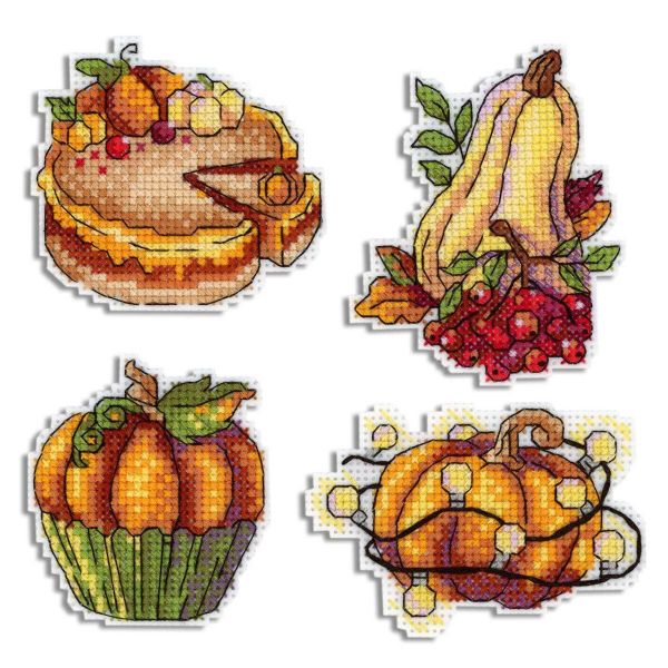 Набор для вышивания на пластиковой канве МП Студия Тыквенное ассорти №2 7х8см, Р-854