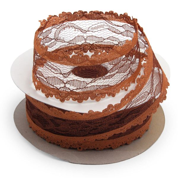 Тесьма отделочная ажурная 50 мм, 25 м, (06 коричневый)