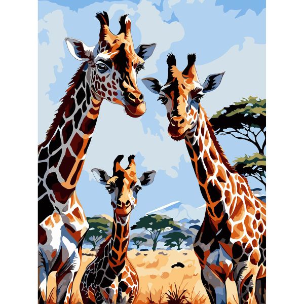 Картина по номерам Cristyle ST020, Семья жирафов, 30х40 см