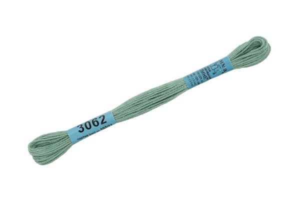 Мулине Gamma 100% хлопок, цв.3062 зеленый, 24 мотка по 8 метров