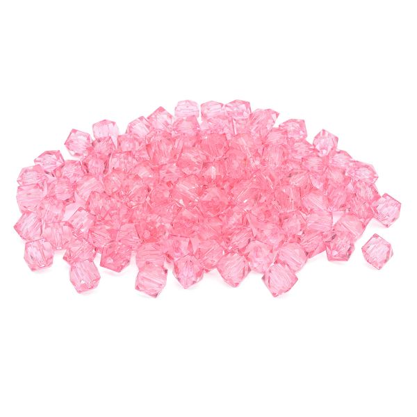 Бусины акрил ⌀10 мм, прозрач. в цвете, граненый куб, 50 г, Astra&Craft (MG.3245-02 розовый)