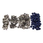 Кнопка Альфа (S-образная) ⌀15.0 мм, ≈72 шт, шляпка пластик + отв.части МЕТАЛЛ, 569 т.синий + отв.части чер.никель, NEW STAR