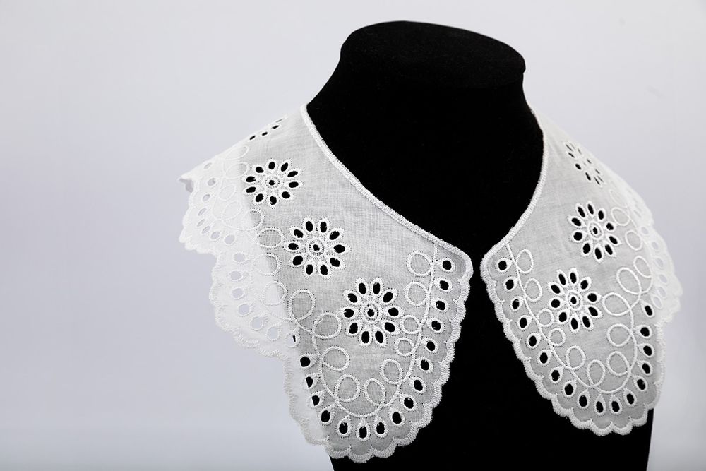 Пришивной кружевной воротник шитьё 12.5 см, 5 пар Турция, белый, Gamma VYEM-125-01