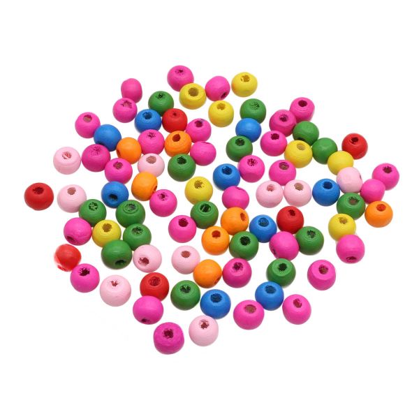 Бусины дерево ⌀8 мм, цветной микс, 18гр/упак, Astra&Craft (Яркий микс) 4AR396