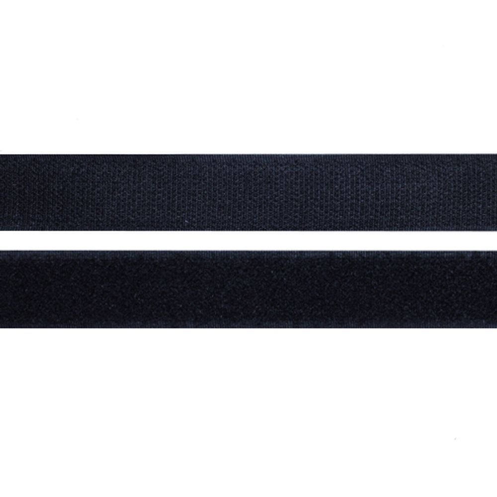 Лента контактная липучка (велкро) пришивная 25 мм / 25 метров, черный, ПАРА (крючок+петля), качество "C"