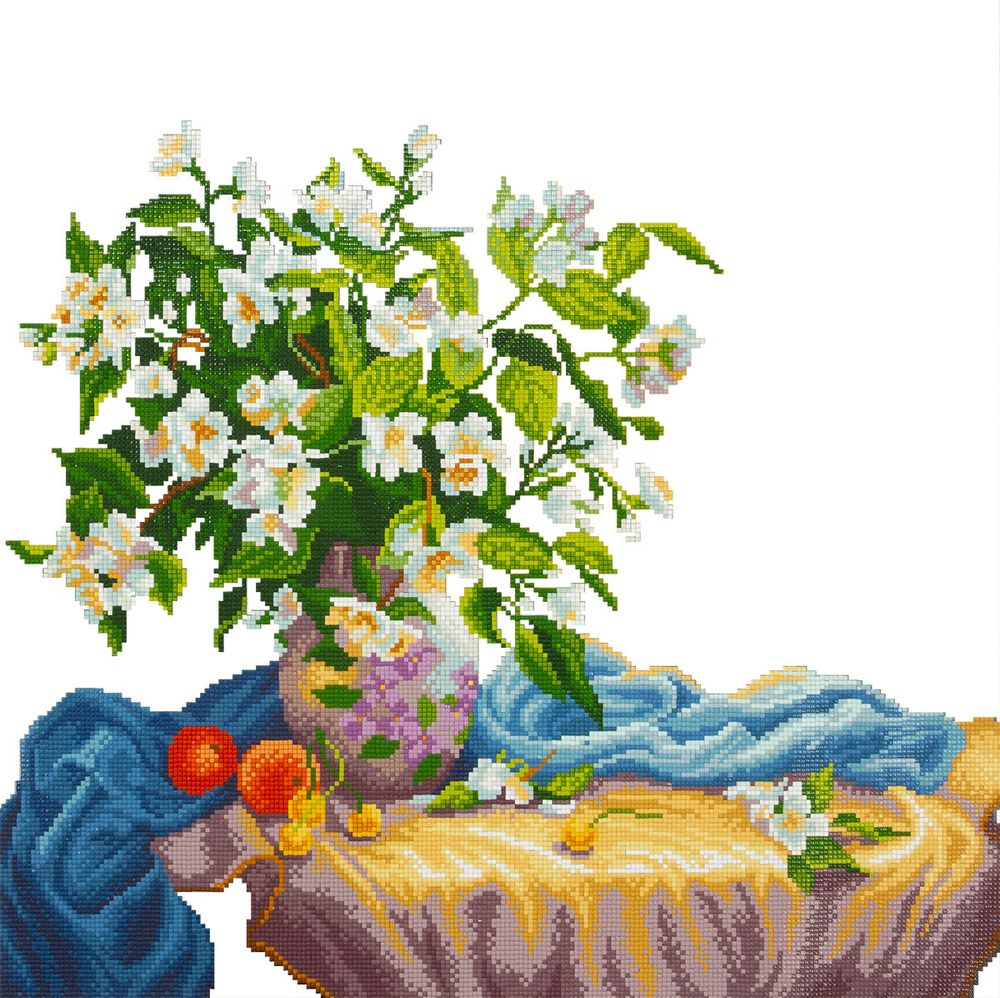 Алмазная (кристальная) мозаика Фрея, Натюрморт с жасмином, 50х50 см