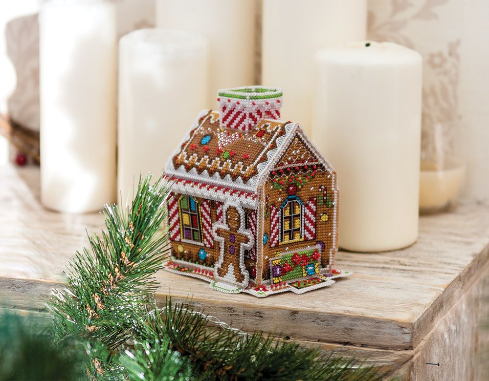Набор для вышивания нитками Panna, Пряничный домик, 10х12 см