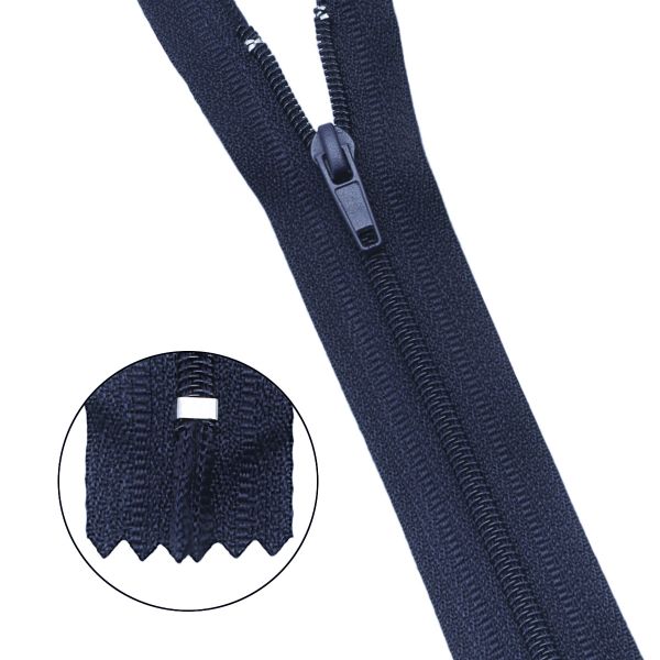 Молния спираль (витая) брючная Т4 (4 мм) 1 зам., н/раз., 20 см, автомат, цв.233 т.синий, 10 шт